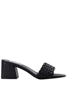 Steve Madden Black Braided Slide block heel Sandals size women 7.5